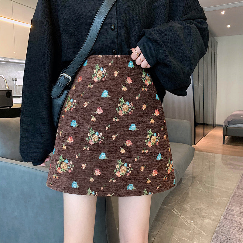 High Waist Retro Floral Mini Skirts