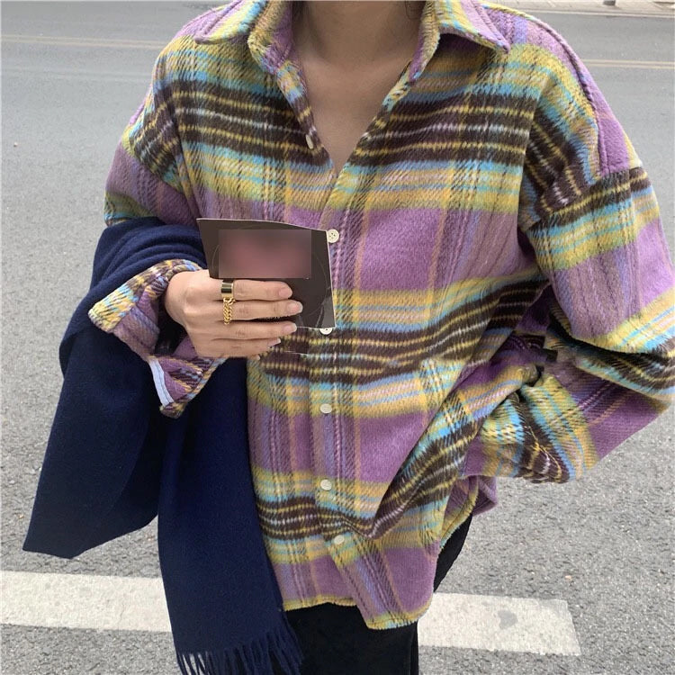 Thick Warm Woolen Plaid Jacket