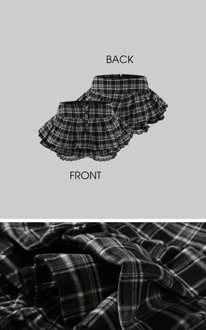 Plaid Lace Trim Layered Mini Skirt