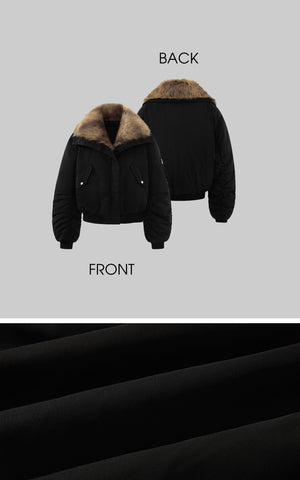 Faux Fur Collar Cropped Down Jacket
