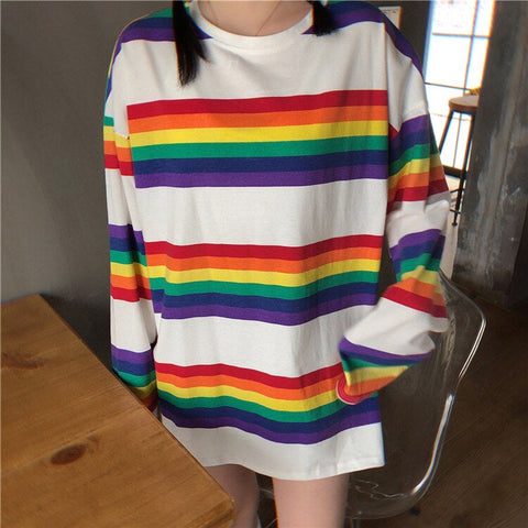 Rainbow Striped Long Sleeve Shirt