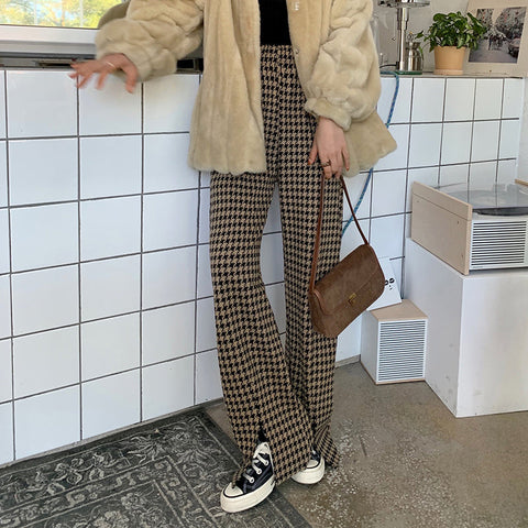 Vintage Plaid Split Pants