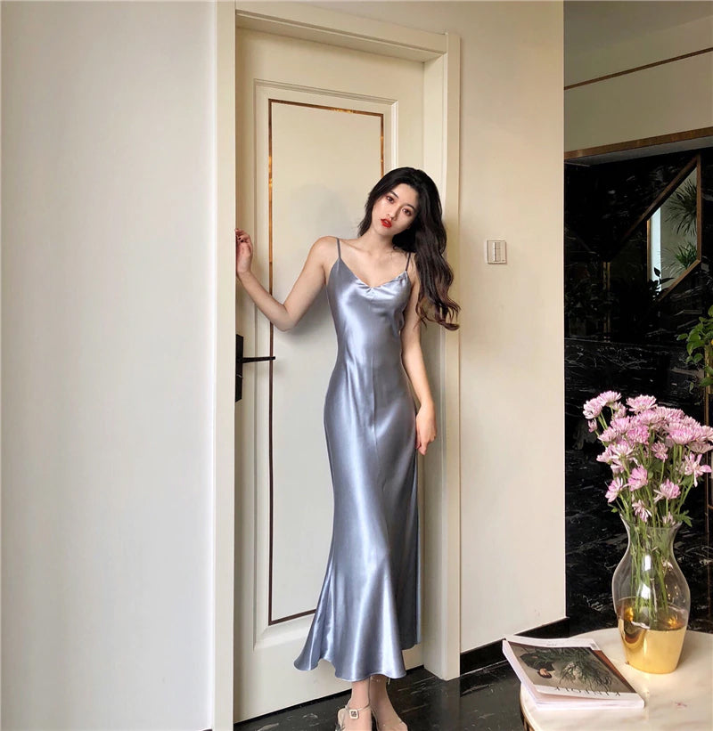 Sexy Long Slim Satin Dress