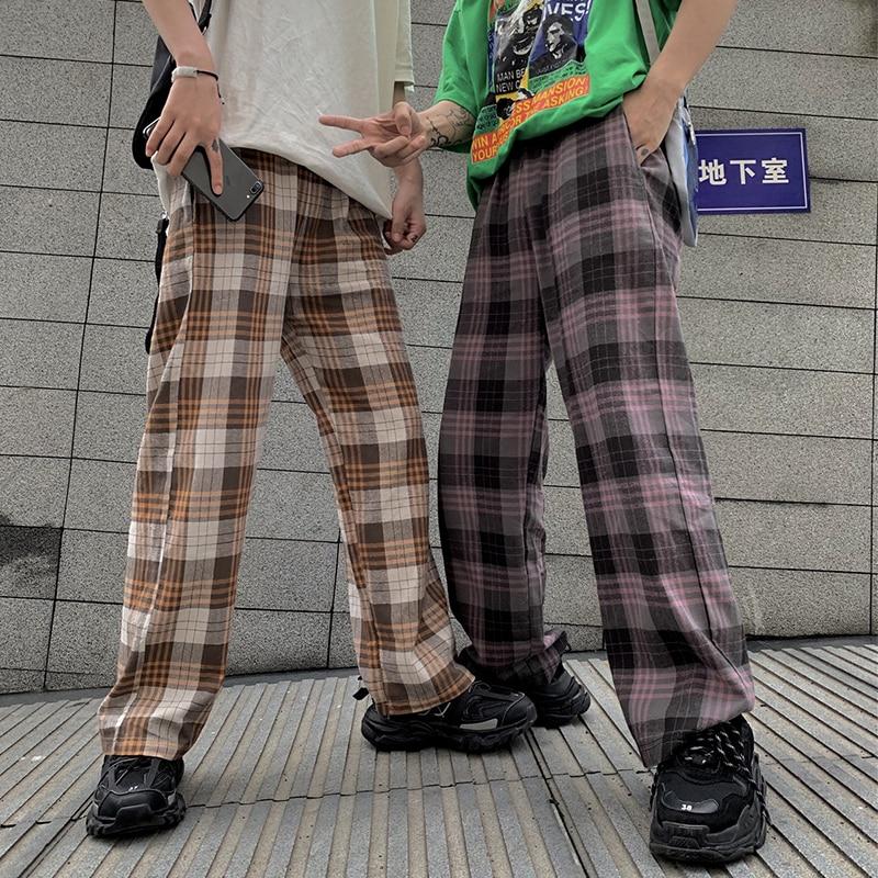 Elastic Stretchy Striped Plaid Pants