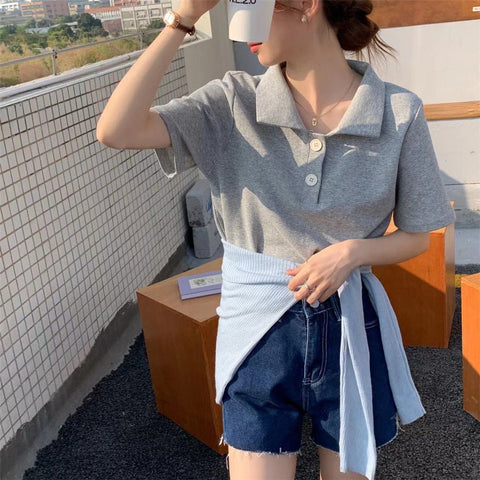 Retro Cute Collar Short Sleeve Shirt