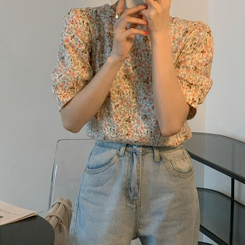 Stylish Floral Retro Blouse Shirt