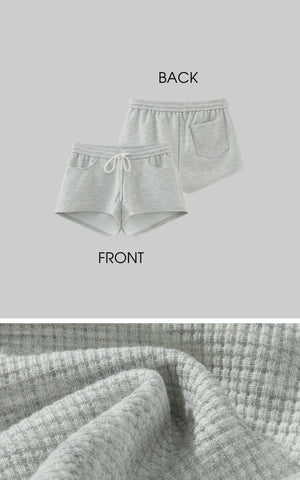 Waffle Knit Lounge Shorts with Drawstring Waist