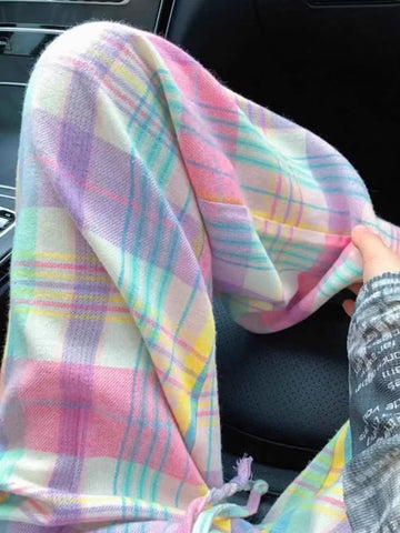 High Waist Loose Colorful Plaid Sweatpants