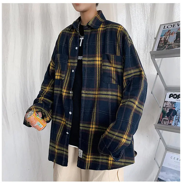 Long Sleeve Vintage Plaid Flannel Shirts