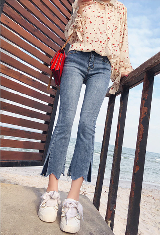 Wide Leg Mid Waist Slim Jeans