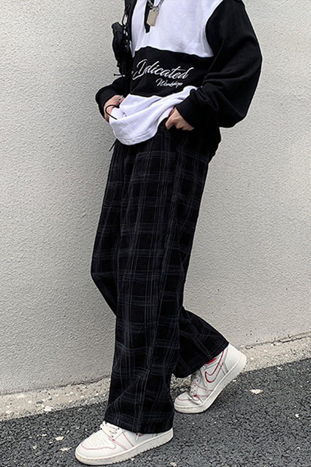 Loose Casual Plaid Corduroy Long Pants