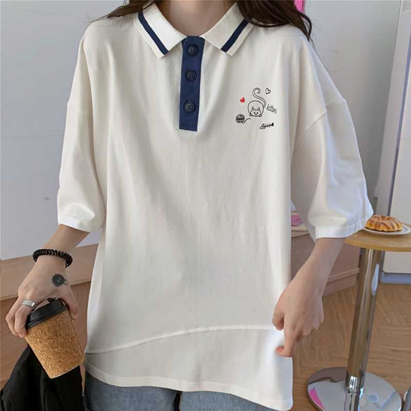 Cartoon Pocket Printed Turn Down Collar Shirts