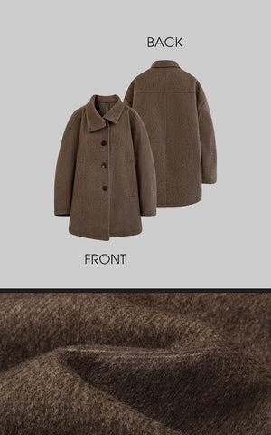 Oversized Wool Coat with Elevated Collar