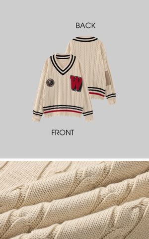 Oversized Varsity Knit Sweater