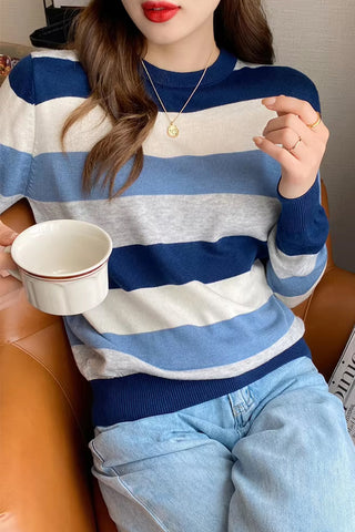 O-Neck Striped Casual Slim Sweater
