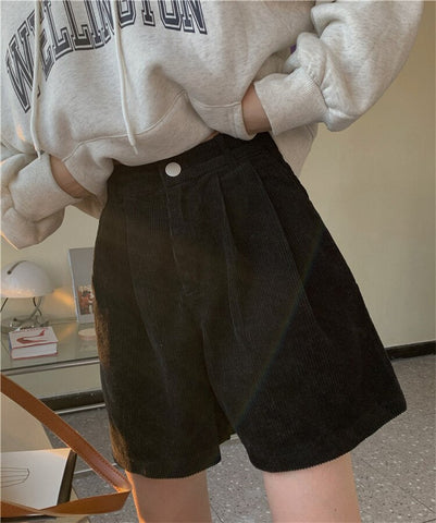 High Waist Casual Corduroy Shorts Pants