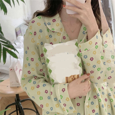 Daisy Cartoon Pattern Printed 2Pcs Pajamas Set