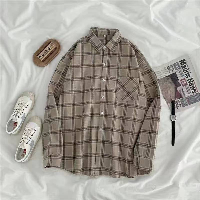 Vintage Long Sleeve Button Up Plaid Shirts