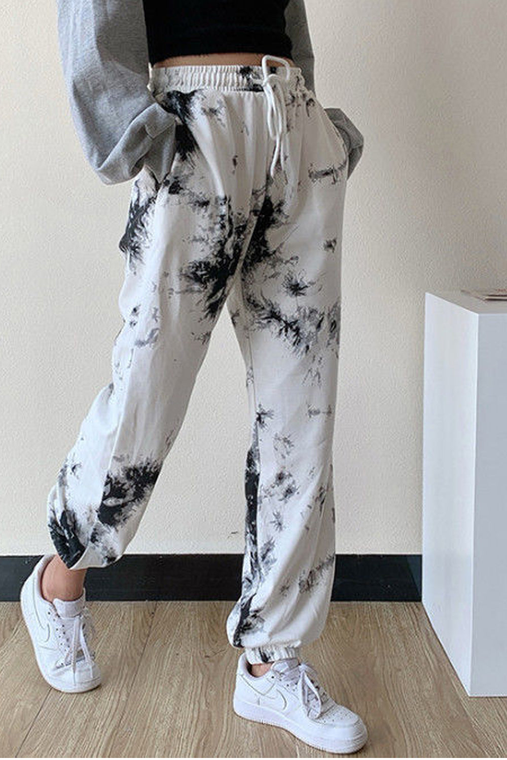 White Tie Dye Casual Jogger Sweatpants