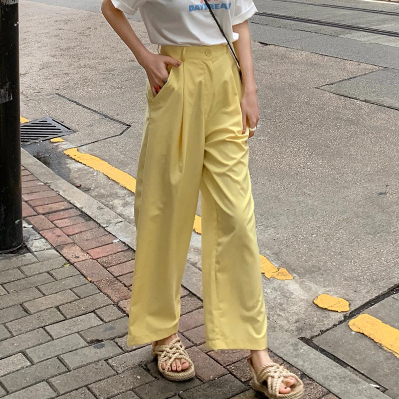 Yellow Stylish Loose Casual Pants