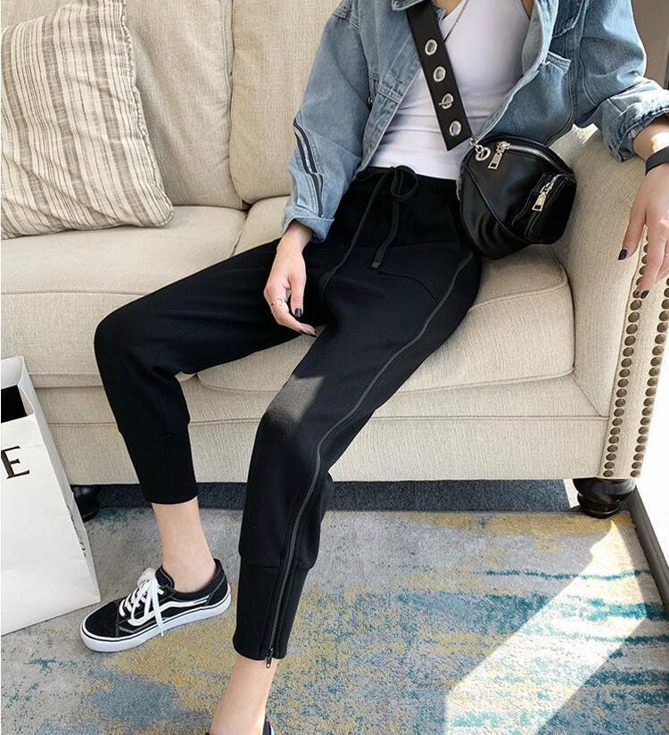 Casual Side Zipper Ankle Length Pants