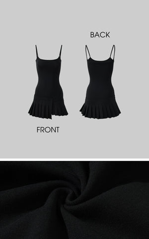 Asym Pleated Rib Knit Mini Dress