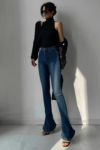 Sexy Knitted Turtleneck Off Shoulder Crop Tops