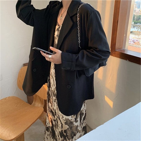 Loose Simple Notched Blazer Jacket