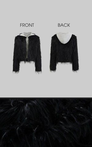 Faux Fur Contrast-Layered Jacket
