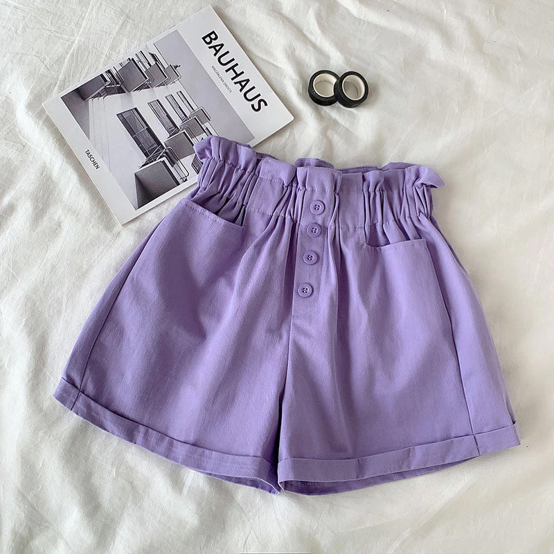 Elastic Waist Cute Colors Casual Shorts Pants