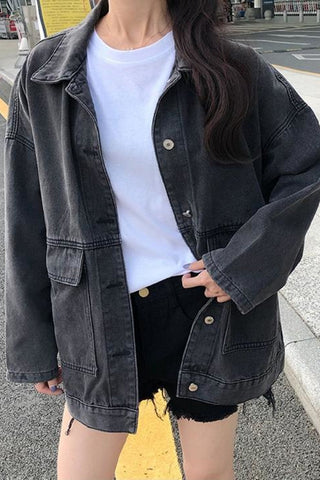 Loose Retro Turn Down Collar Jeans Jacket
