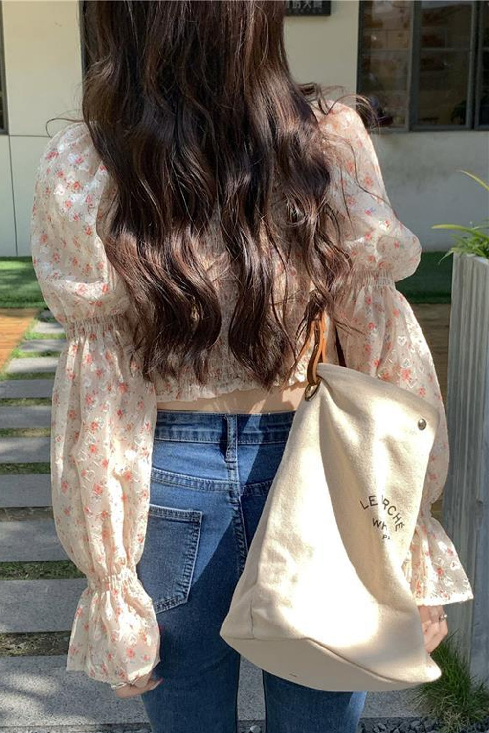 Hanging Neck Square Collar Floral Blouse Shirts