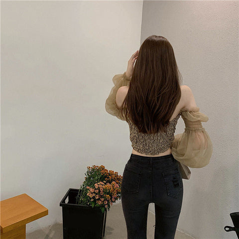 Sexy Folds Off Shoulder Chiffon Crop Tops