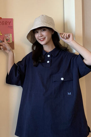 Camisas holgadas de manga corta con bolsillos 