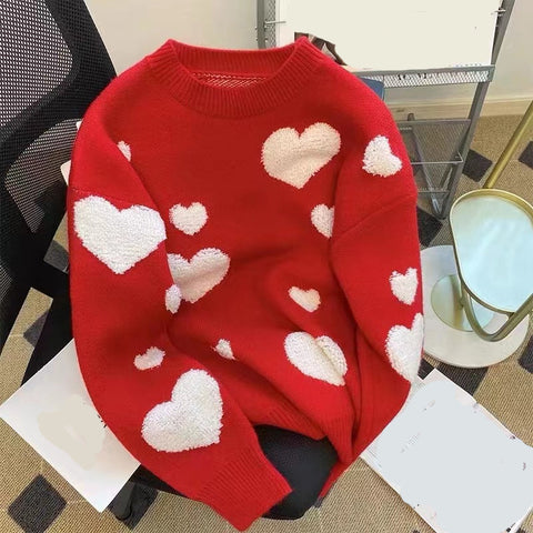 Loose Love Heart Pattern Sweater