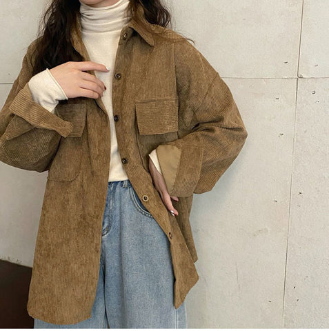 Loose Retro Corduroy Shirts Jacket
