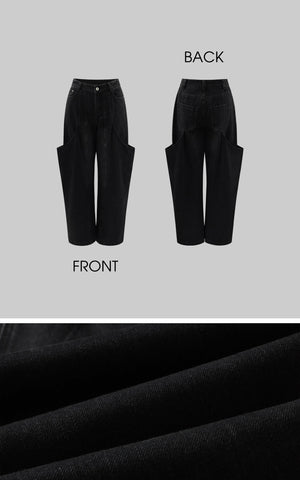 Oversized Wide-Leg Jeans with Exaggerated Pocket Design