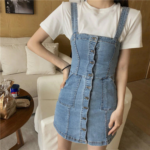 Sexy Slash Neck Denim Mini Dress