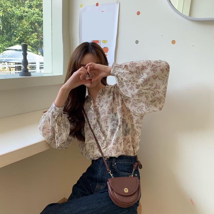 Florals Pattern Printed Blouse Shirt