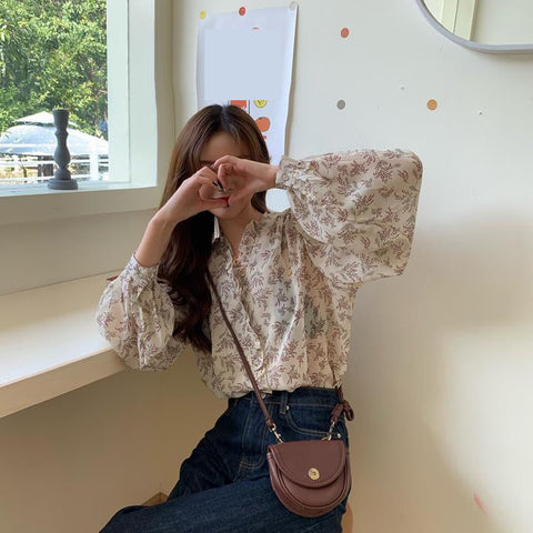 Florals Pattern Printed Blouse Shirt