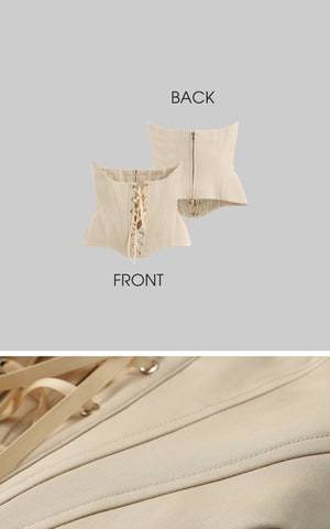 Long-Sleeve T-Shirt Tied-Waist Corset Set