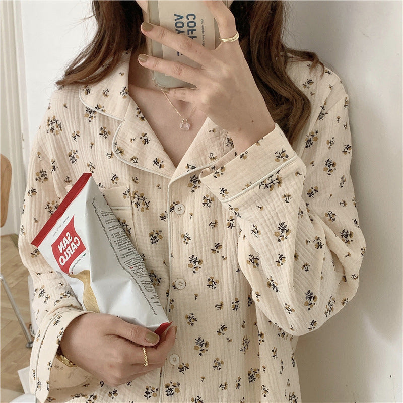 Florals Pattern Printed 2Pcs Pajamas Set