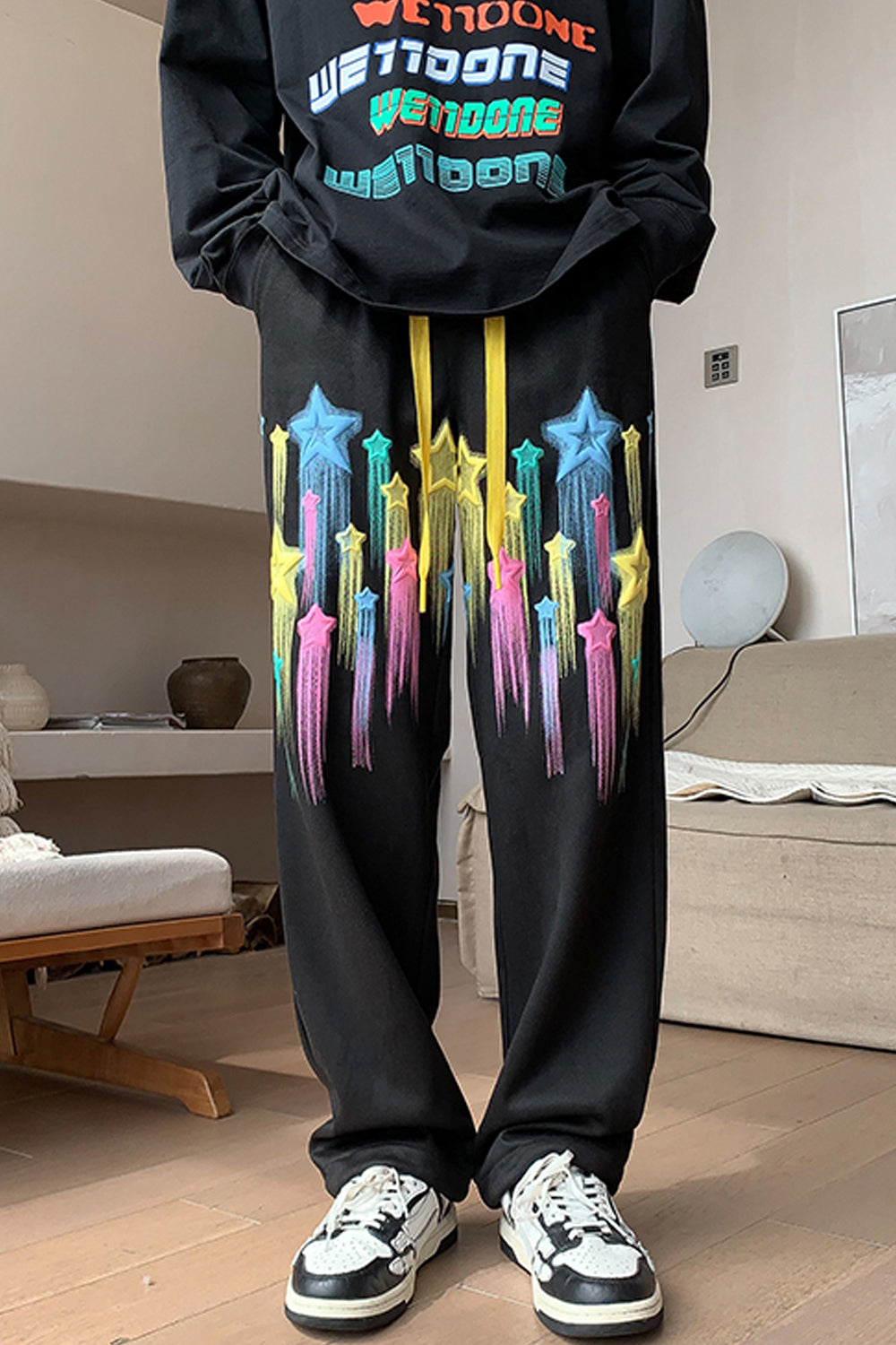 Loose Colorful Stars Pattern Hip Hop Sweatpants