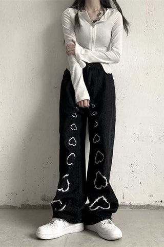 Big Love Pattern Casual Wide Leg Pants
