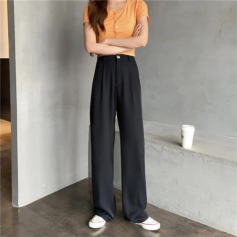 High Waist Elegant Casual Wide Leg Pants