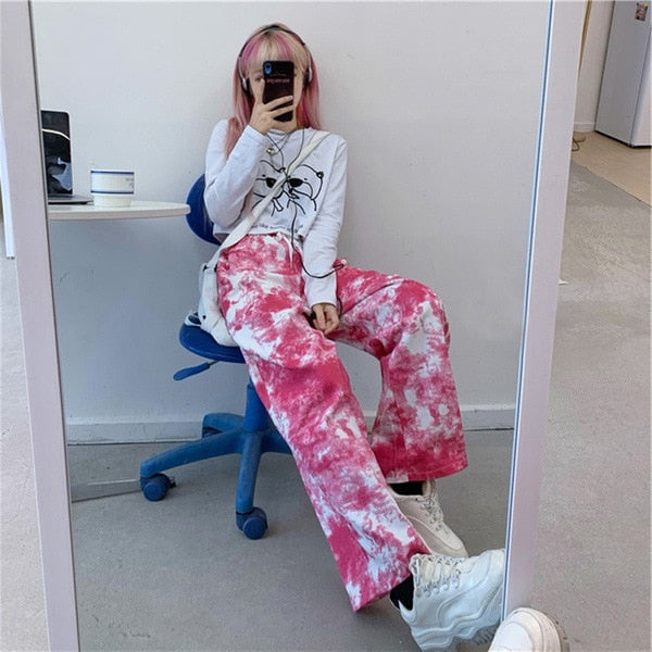 High Waist Casual Tie Dye Loose Sweatpants