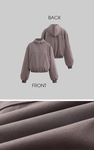 Zipped Hooded Sweatshirt Jacket