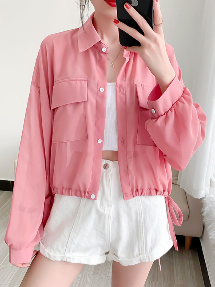 Loose See Through Chiffon Thin Jacket