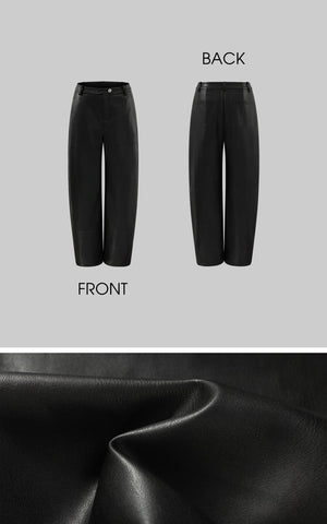 Black Faux Leather Wide-Leg Pants