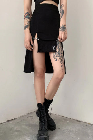 Enger, sexy, knielanger Rock mit hoher Taille und Aussparungen 